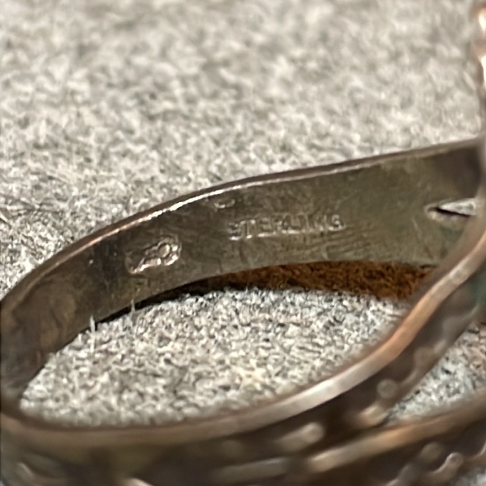 Sterling Signed Native Turquoise Southwestern Ring - image 3